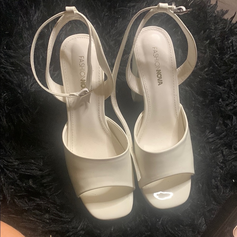 Fashion Nova White Heeled Sandals